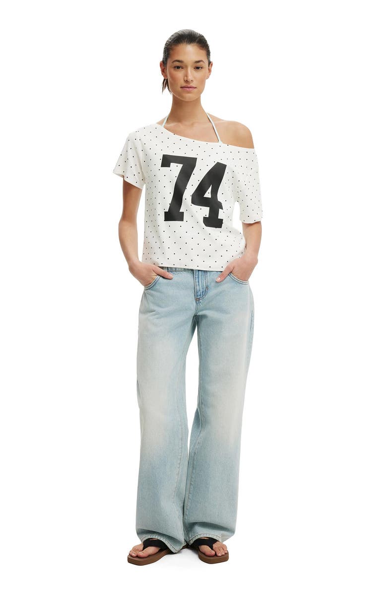 Cotton On Women's The Sporty Off Shoulder Graphic Tee, Alternate, color, 74 Vintage White