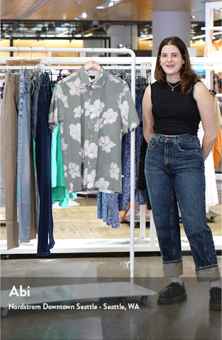 Coving Floral Cotton Stretch Seersucker Short Sleeve Button-Up Shirt, sales video thumbnail