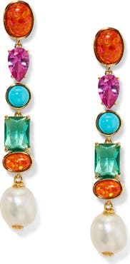 Nadri Frieda Cubic Zirconia & Freshwater Pearl Linear Drop Earrings