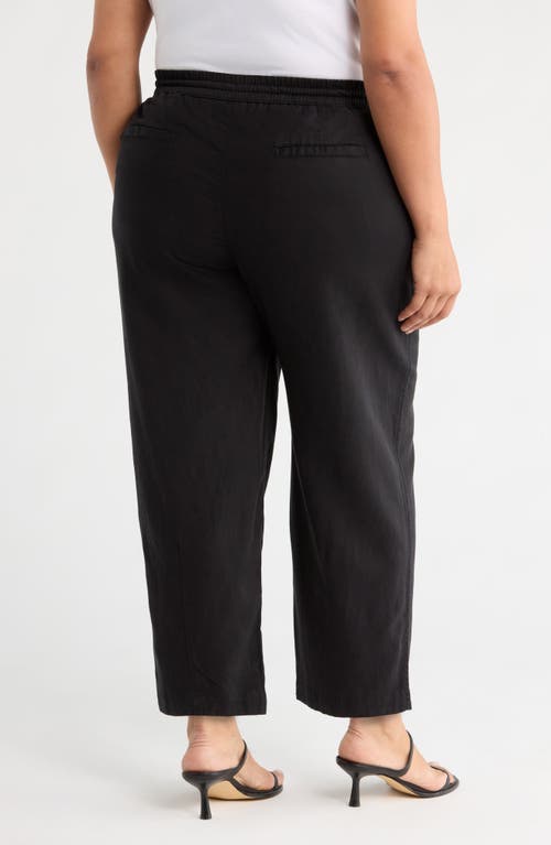 Caslonr Caslon(r) Drawstring Wide Leg Linen Blend Pants In Black