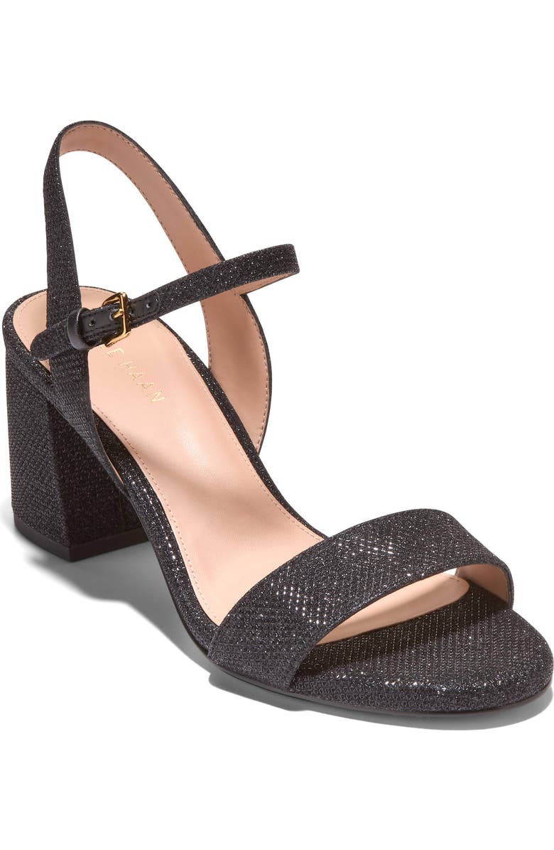 Cole Haan Josie Block Heel Sandal, Main, color, Black Glitter Mesh