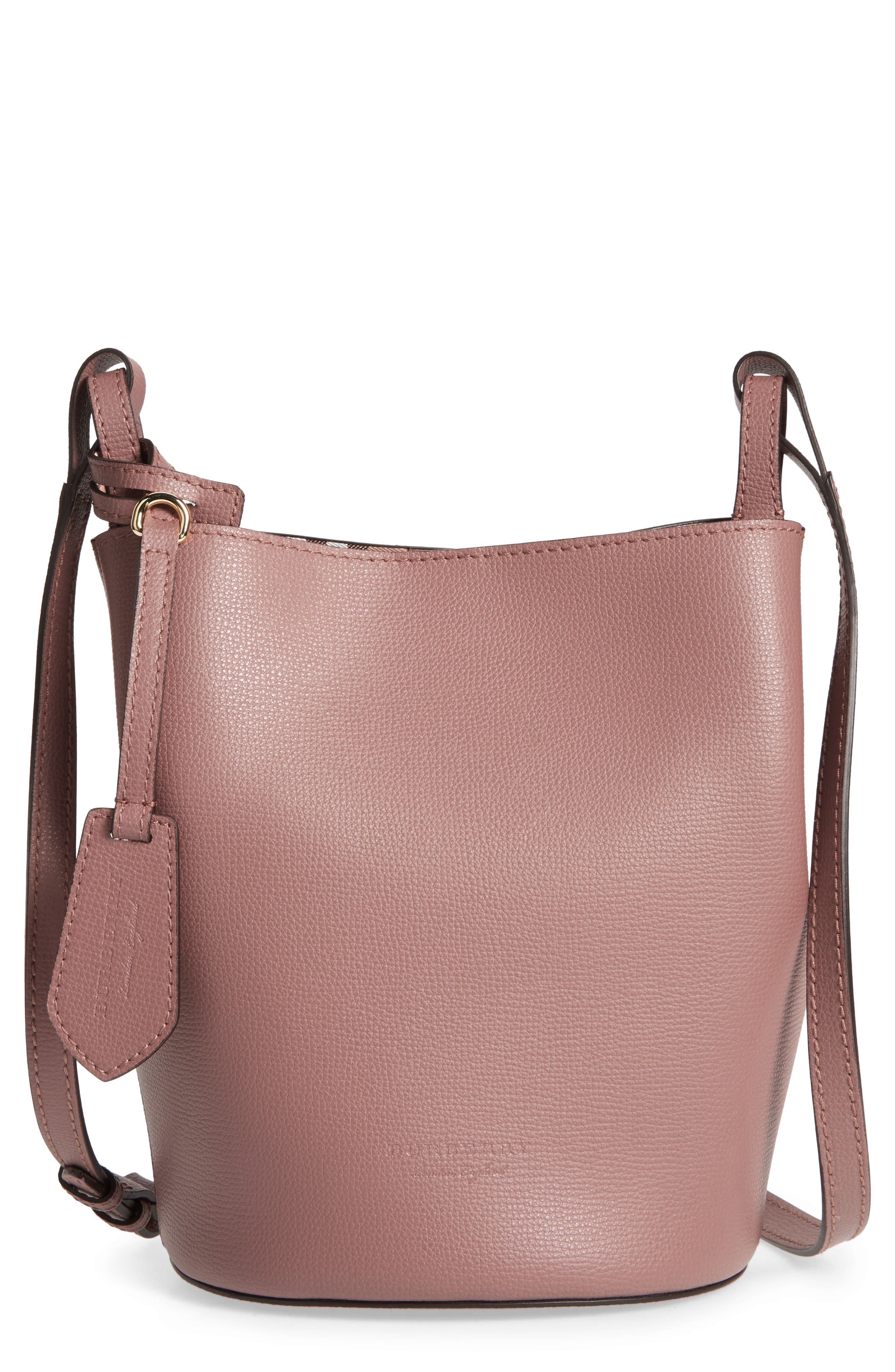 Burberry Small Lorne Leather Bucket Bag, Main, color, 