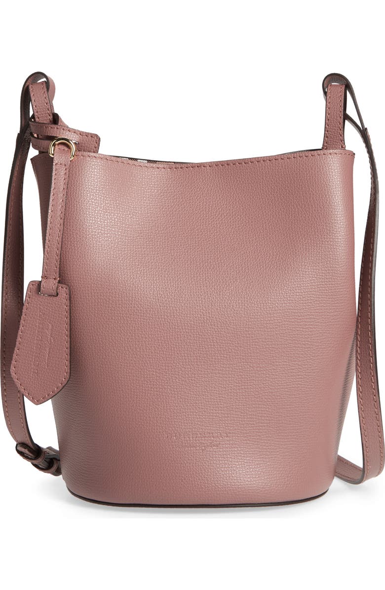 Burberry Small Lorne Leather Bucket Bag, Main, color,