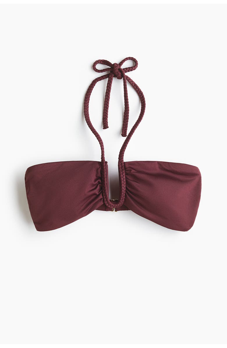 H&M Padded Bandeau Bikini Top, Main, color, Plum Purple