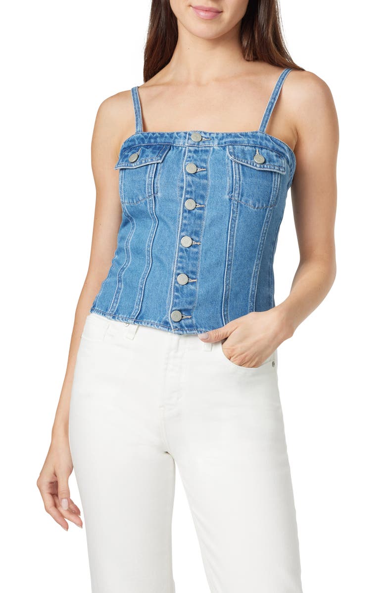 Habitual Denim Bustier Crop Top, Main, color, 