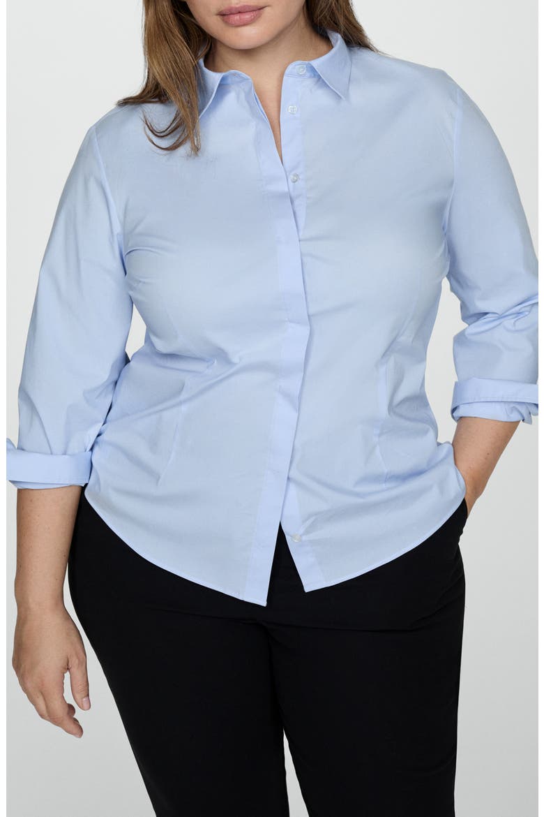 Fitted Button-Up Shirt, Alternate, color, SKY BLUE