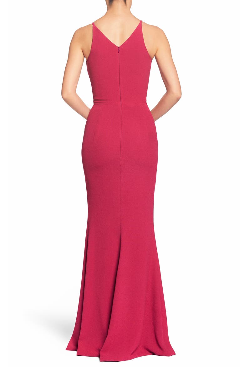 Iris Crepe Trumpet Gown, Alternate, color, RASPBERRY