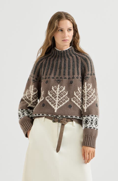 Cashmere and mohair nordic heritage high-neck sweater