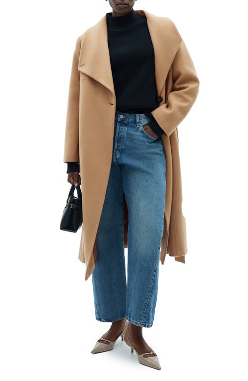 Mango Wool Blend Coat In Medium Brown