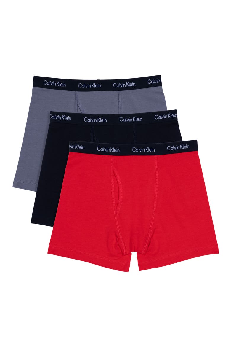 Kids' Assorted 3-Pack Stretch Cotton Boxer Briefs, Main, color, RED/ BLACK/ BLUE