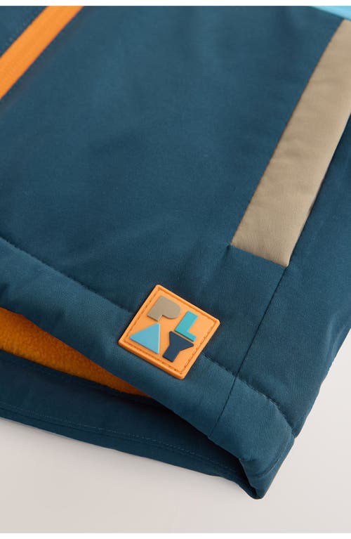 Next Kids' Colorblock Waterproof Fleece Lined Hooded Jacket In Blue