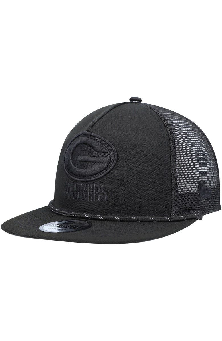 New Era Men's New Era Black Green Bay Packers Illumination Golfer Snapback Trucker Hat, Main, color,