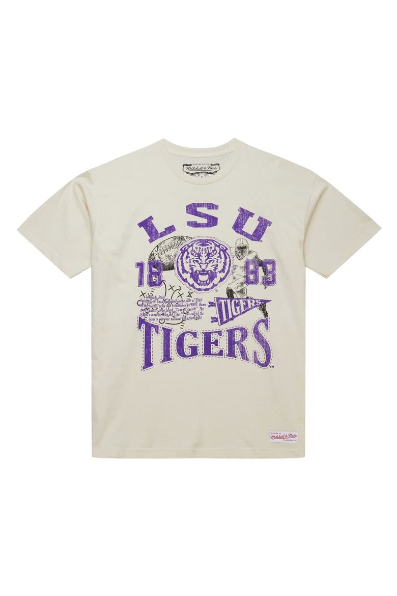 Men's Mitchell & Ness  Cream LSU Tigers Heritage Scholar T-Shirt, Alternate, color, Cream