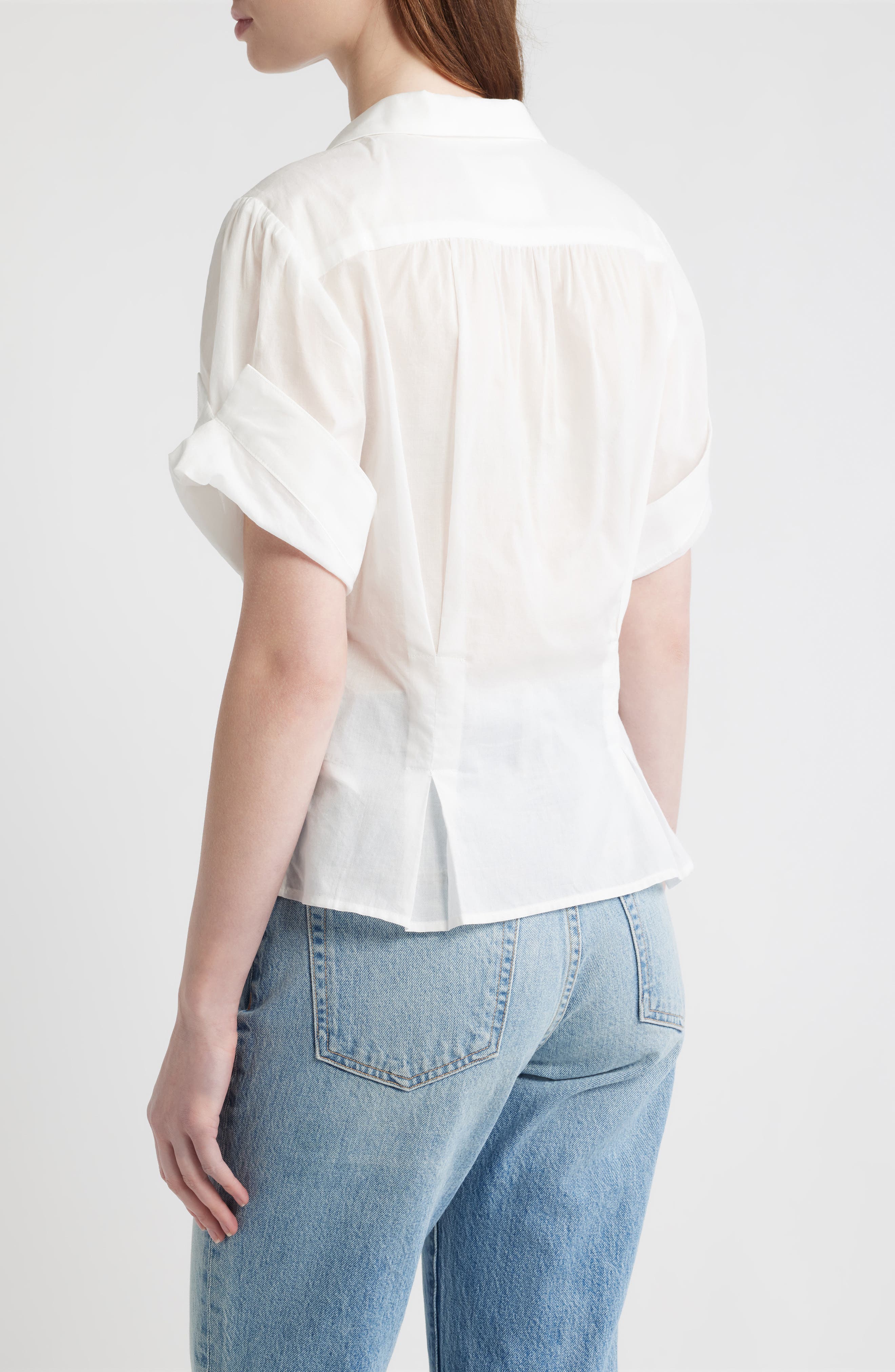 Sheer Cotton Button-Up Shirt - image 4