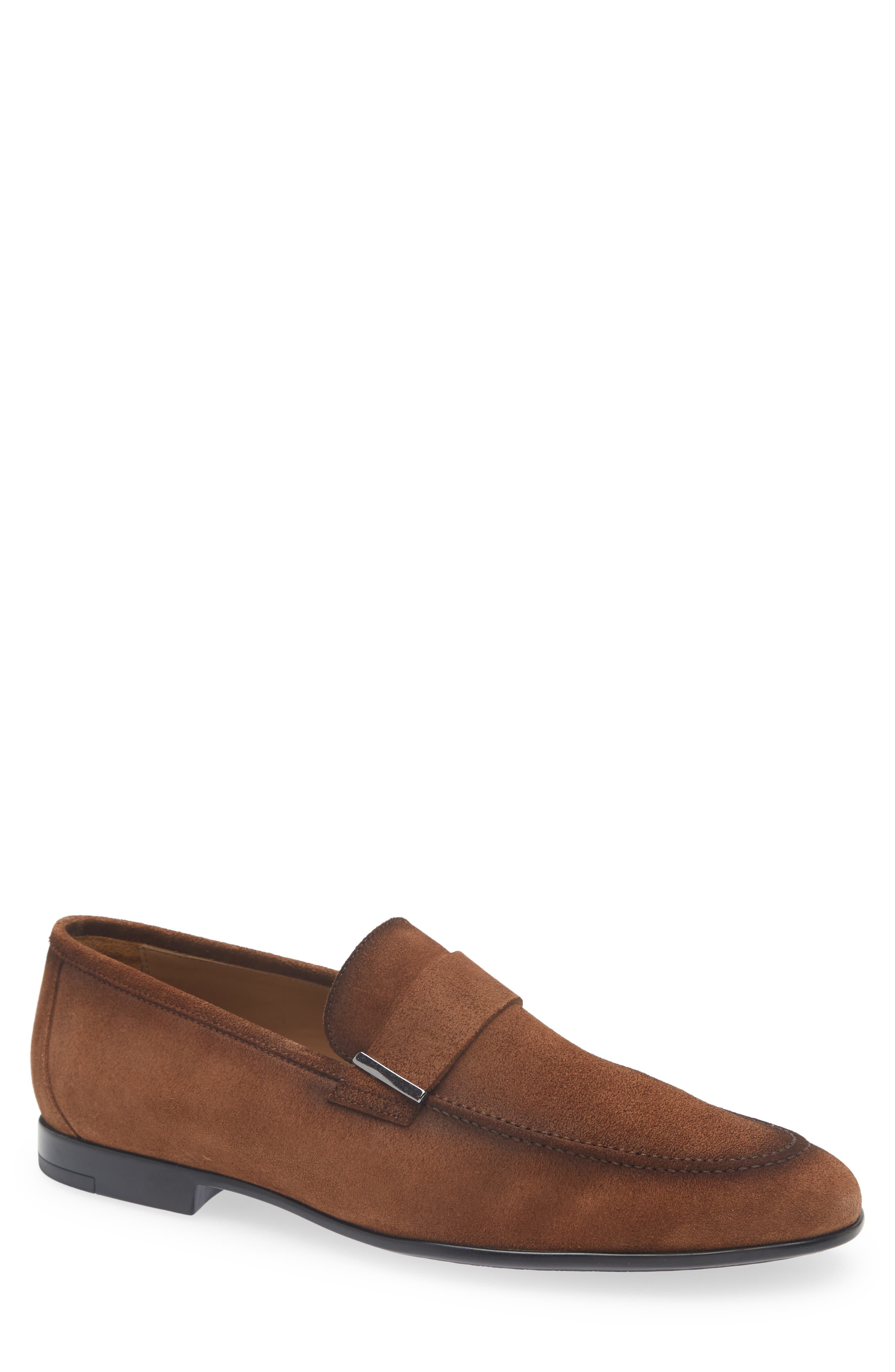 TO BOOT NEW YORK Blanton Suede Apron Toe Loafer, Main, color, Marrone