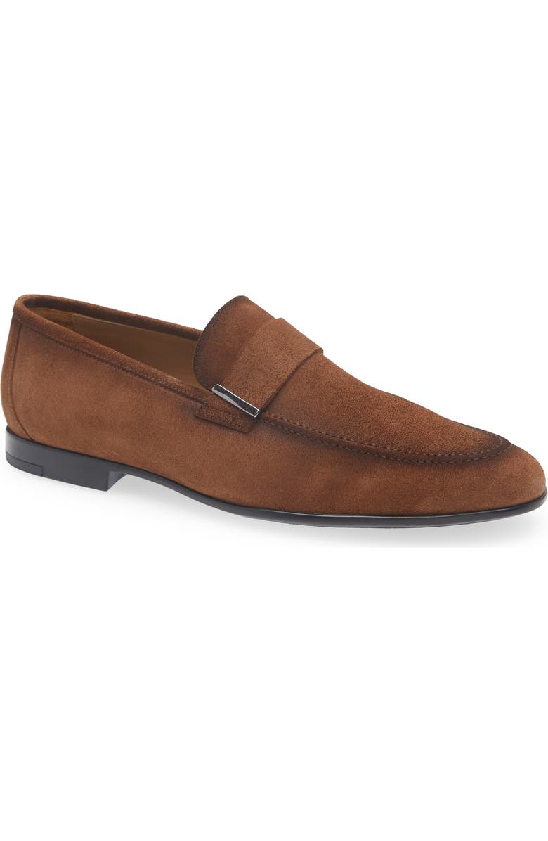 TO BOOT NEW YORK Blanton Suede Apron Toe Loafer, Main, color, Marrone