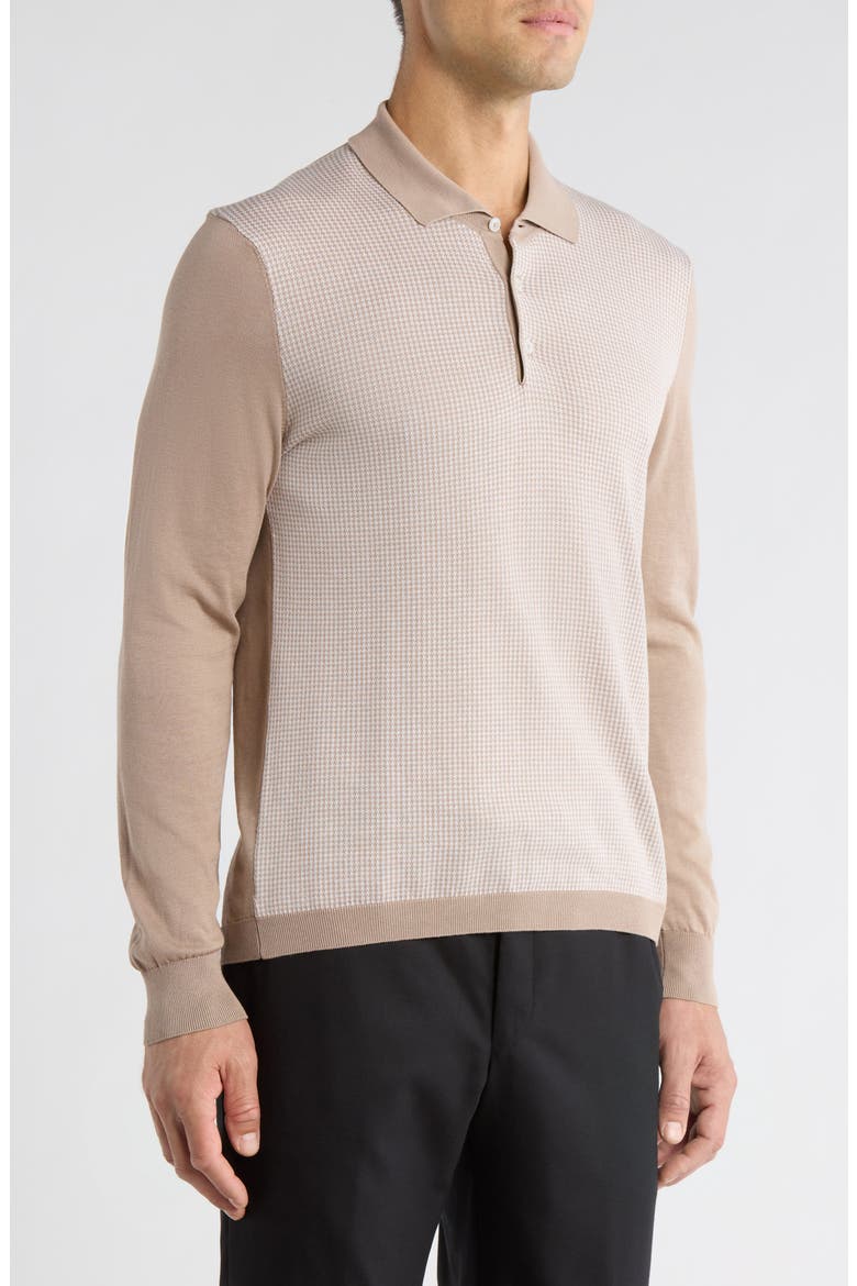 Francois Long Sleeve Cotton & Silk Polo Sweater, Alternate, color, SAND