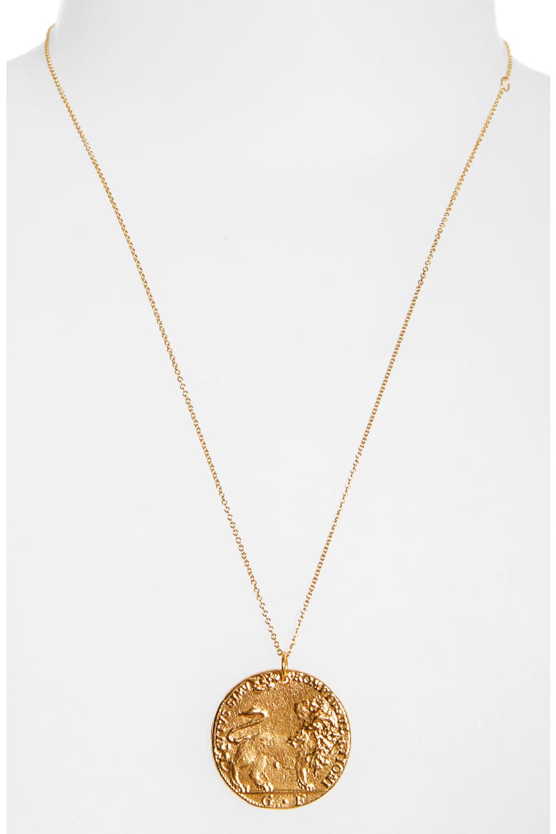 Il Leone Medallion Necklace, Alternate, color, GOLD