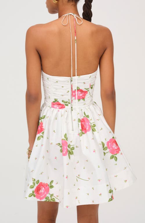 For Love & Lemons Rosebud Corset Halter Minidress In White