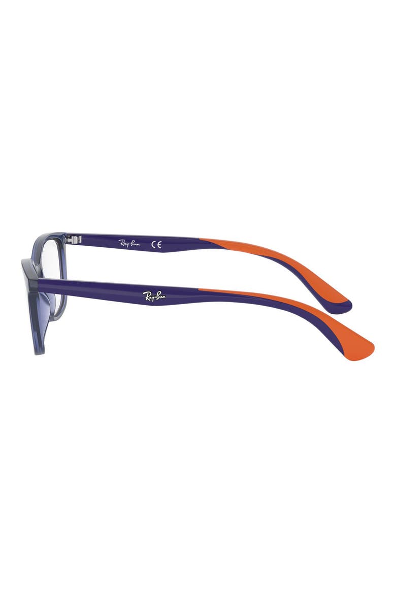 Kids' 47mm Small Rectangular Optical Glasses, Alternate, color, TRANSPARENT BLUE