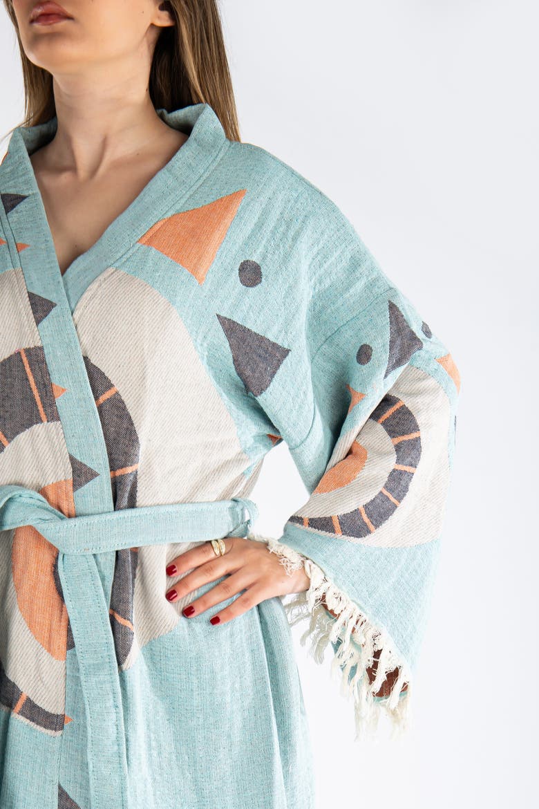 Ciela Handmade Cotton Boho Robe Cover-Up, Alternate, color, Light Blue