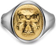 David Yurman Men's Memento Mori Skull Ring in Sterling Silver with 14K Yellow Gold, 18.6mm