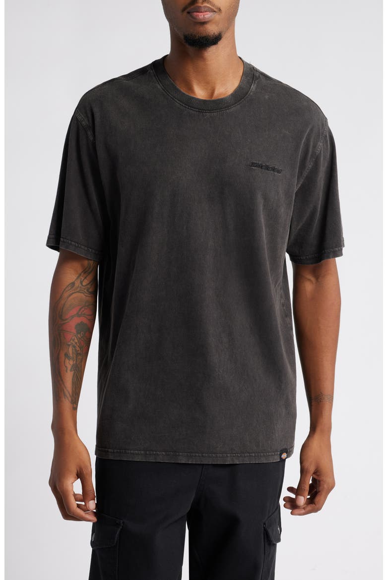 Embroidered Logo T-Shirt, Main, color, ACID WASH BLACK