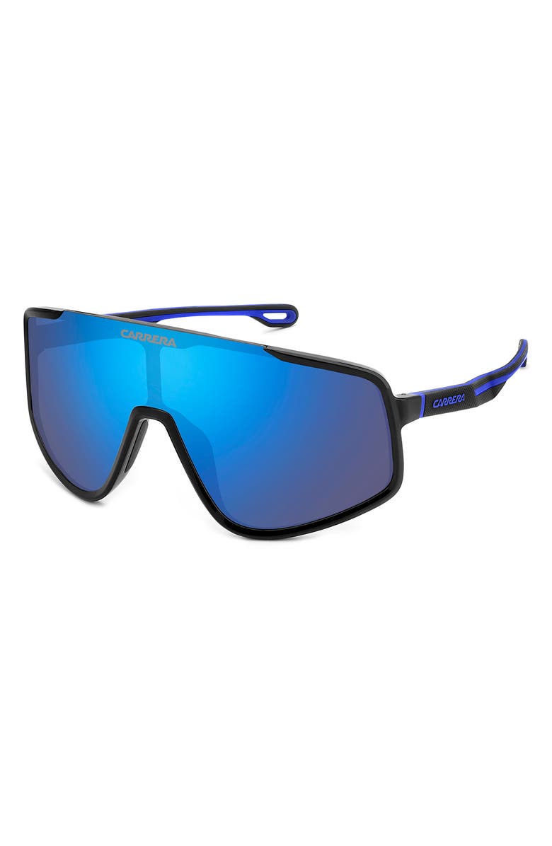 Carrera Eyewear 99mm Shield Mirrored Sunglasses, Alternate, color, Black Blue