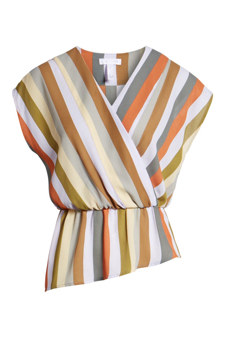 Wrap Style Blouse, Alternate, color, PURPLE FROST MULTI STRIPE