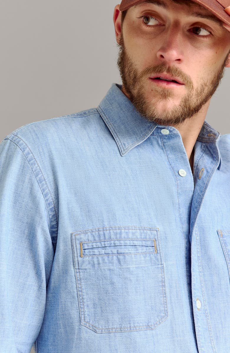 Billy Reid CHAMBRAY FIELD SHIRT, Alternate, color, Chambray