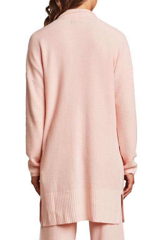 Shop Barefoot Dreams Waffle Knit Lounge Cardigan In Bella Pink