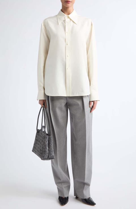 Matte Silk Toile Button-Up Shirt