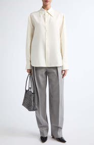 Bottega Veneta Matte Silk Toile Button-Up Shirt