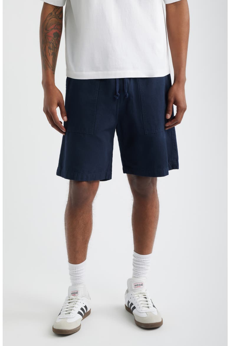 Classic Cotton Poplin Drawstring Chef Shorts, Main, color, DARK NAVY