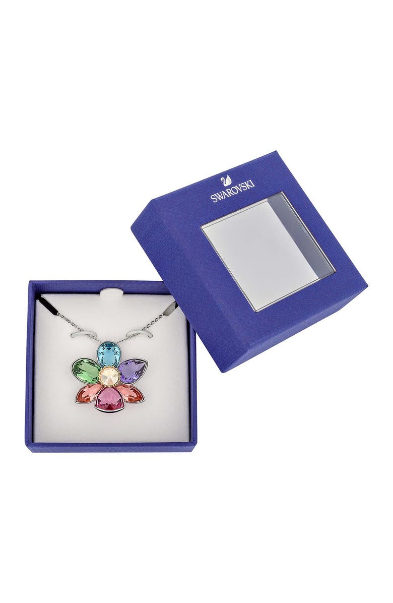 Swarovski Heritage Rhodium Plated Swarovski Crystal Multi-Color Flower Pendant Necklace, Alternate, color,