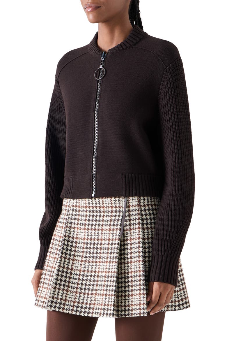 Milano Knit Bomber Cardigan, Alternate, color, ESPRESSO
