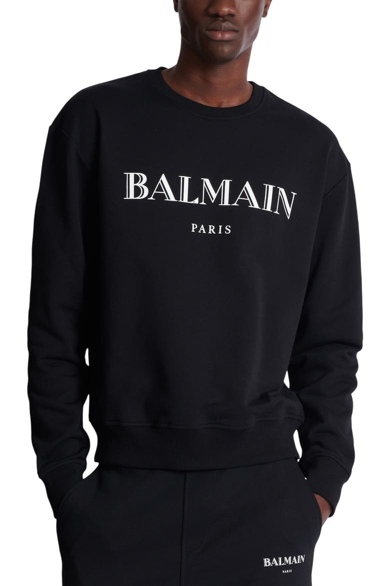 Printed Balmain Sweatshirt, Alternate, color, black
