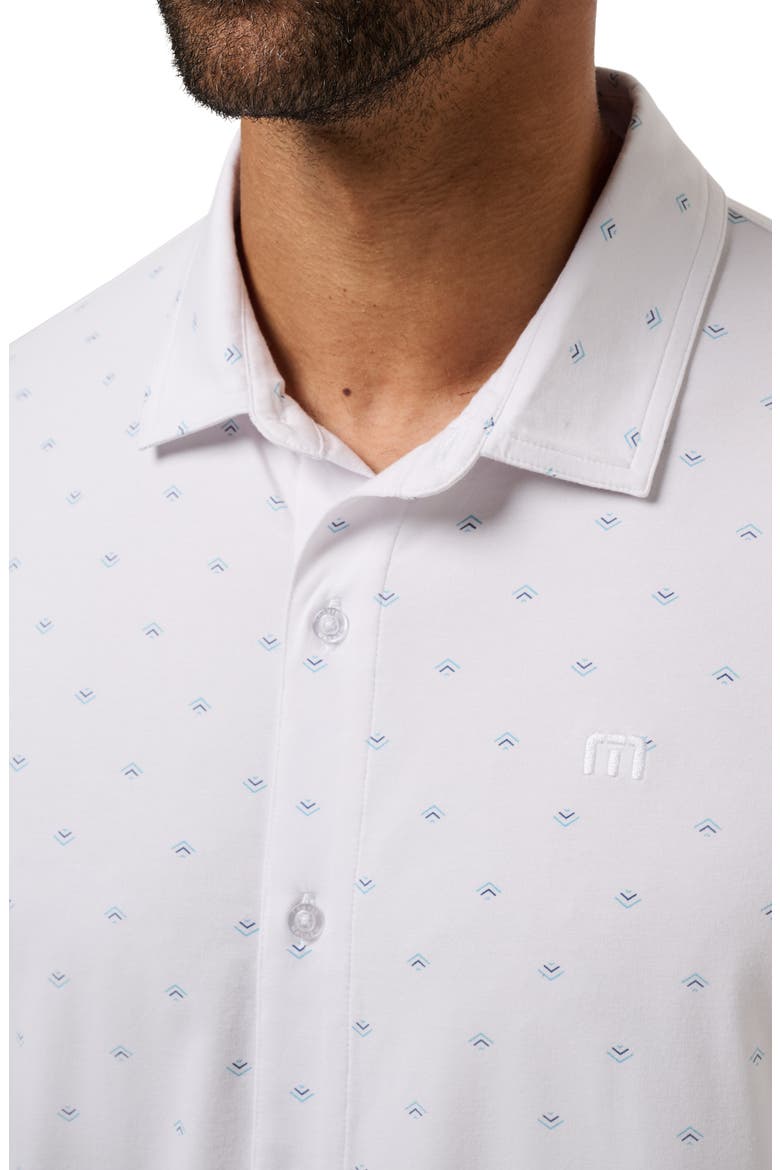 Comfortknit Geo Short Sleeve Button-Up Shirt, Alternate, color, WHITE