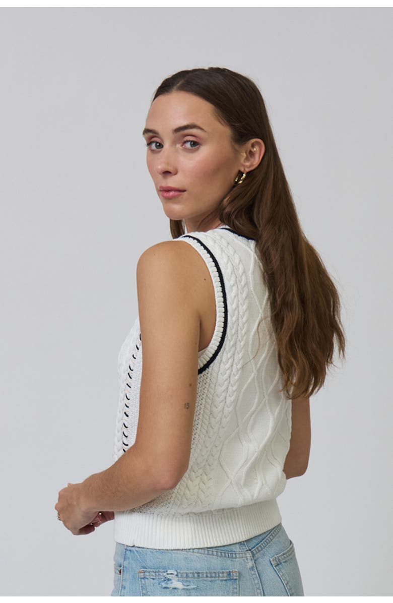 Central Park West Jaden Embroidered Cable Shell, Alternate, color, Ivory