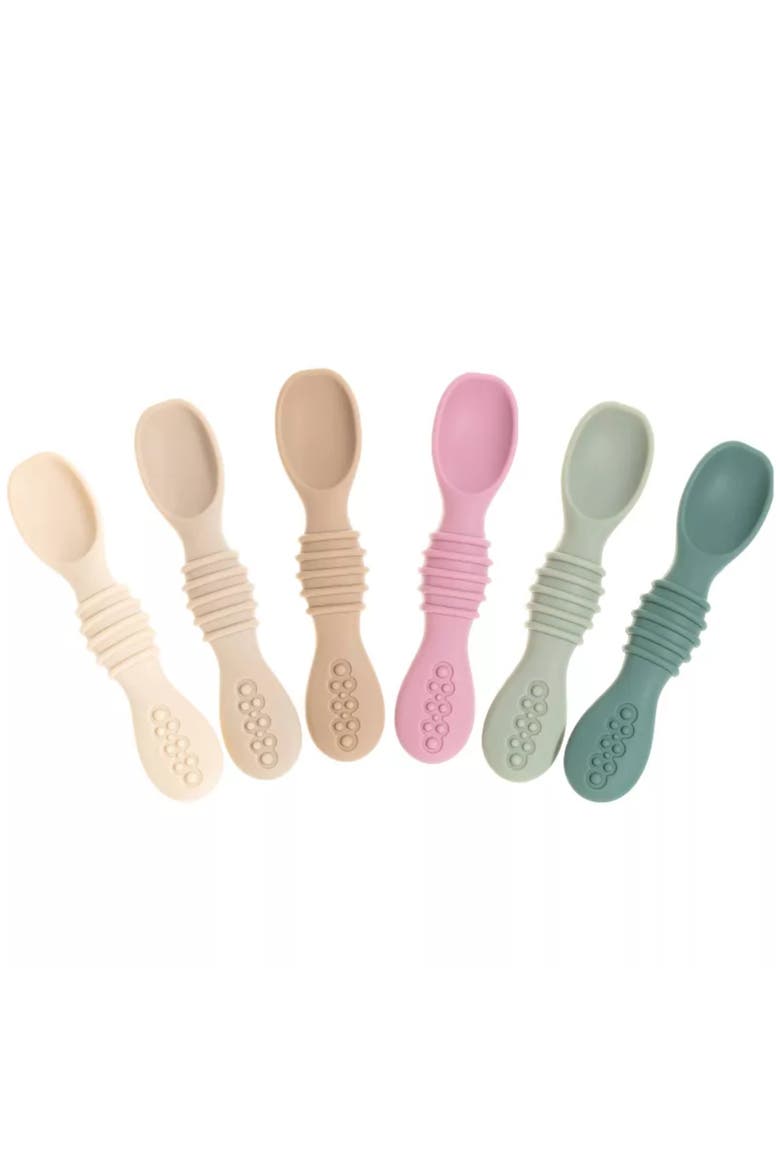 Glass Baby Food Storage Jars and Silicone Baby Spoons Set, Alternate, color, Tan