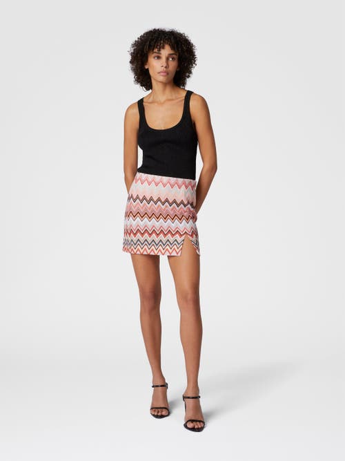 Missoni Zig Zag Cotton And Viscose Mini Skirt With Slit In Multicoloured