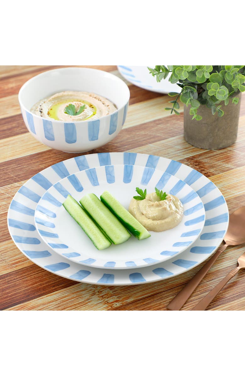 Gibson Home Pacific Waves 12 Piece Round Ceramic Dinnerware Set, Alternate, color, Blue