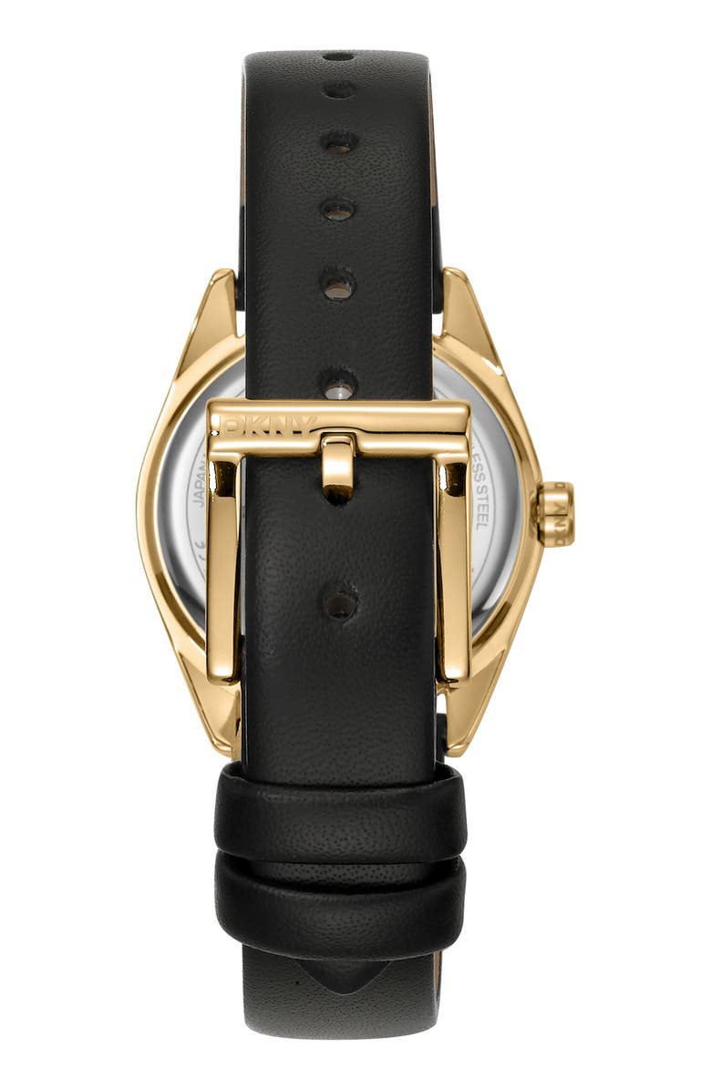 DKNY L 145 Leather Strap Watch & Bracelet Set, Alternate, color, Black