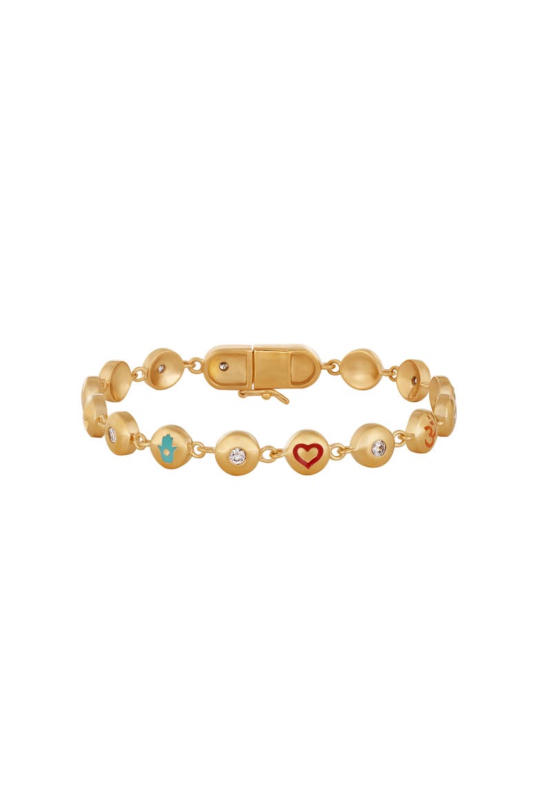 Multi Symbol Charm Bracelet Gold Plated Celestial Blessings, Main, color, Gold/Multicolor