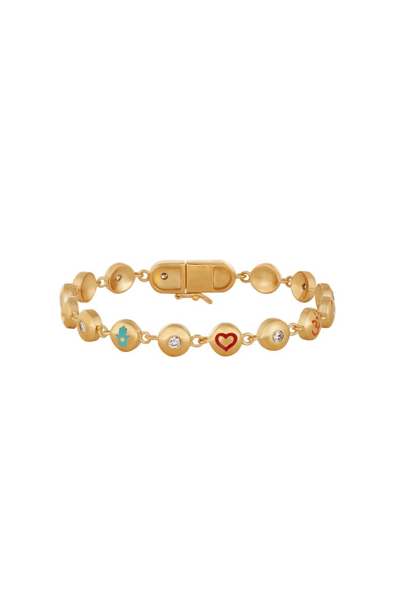 Karma and Luck Celestial Blessings Multi-Symbol Bracelet, Main, color, Gold/Multicolor