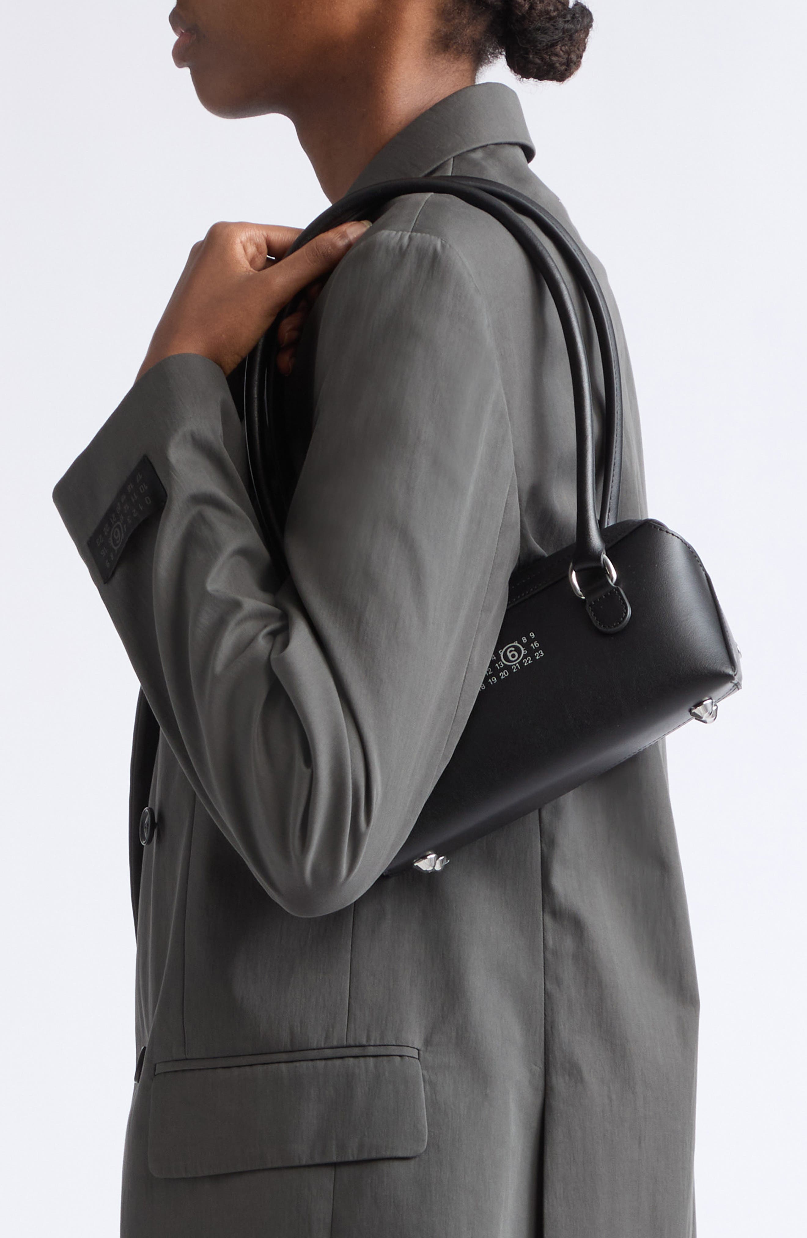 Mini New Bauletto Leather Shoulder Bag, Alternate, color, BLACK