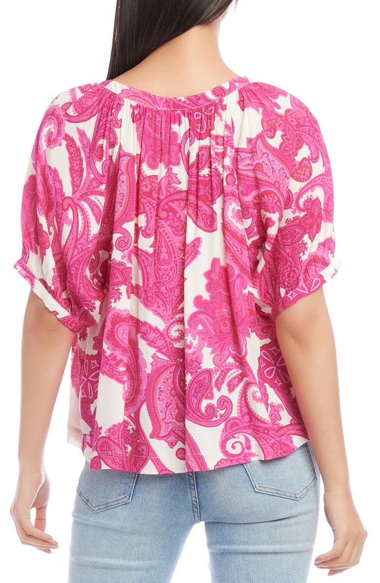 Karen Kane Paisley Print Button-Up Peasant Top, Alternate, color, 