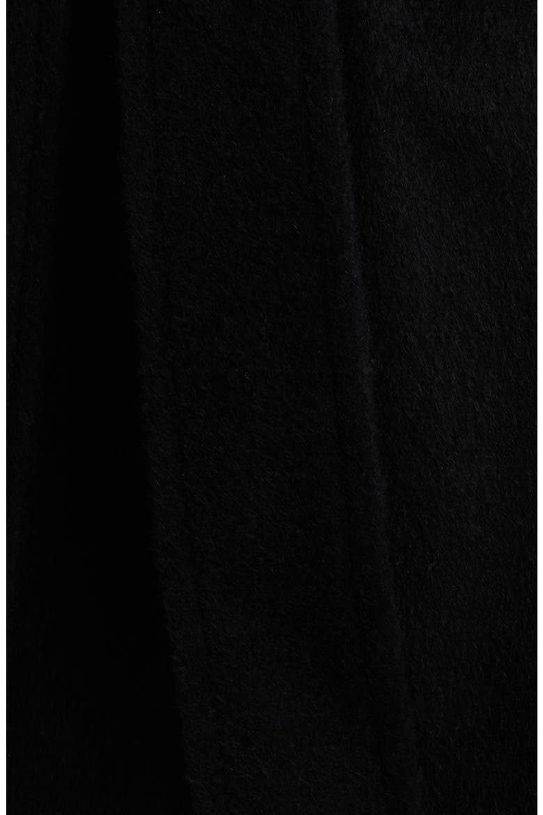 Belted Faux Fur Trim Coat, Alternate, color, BLACK