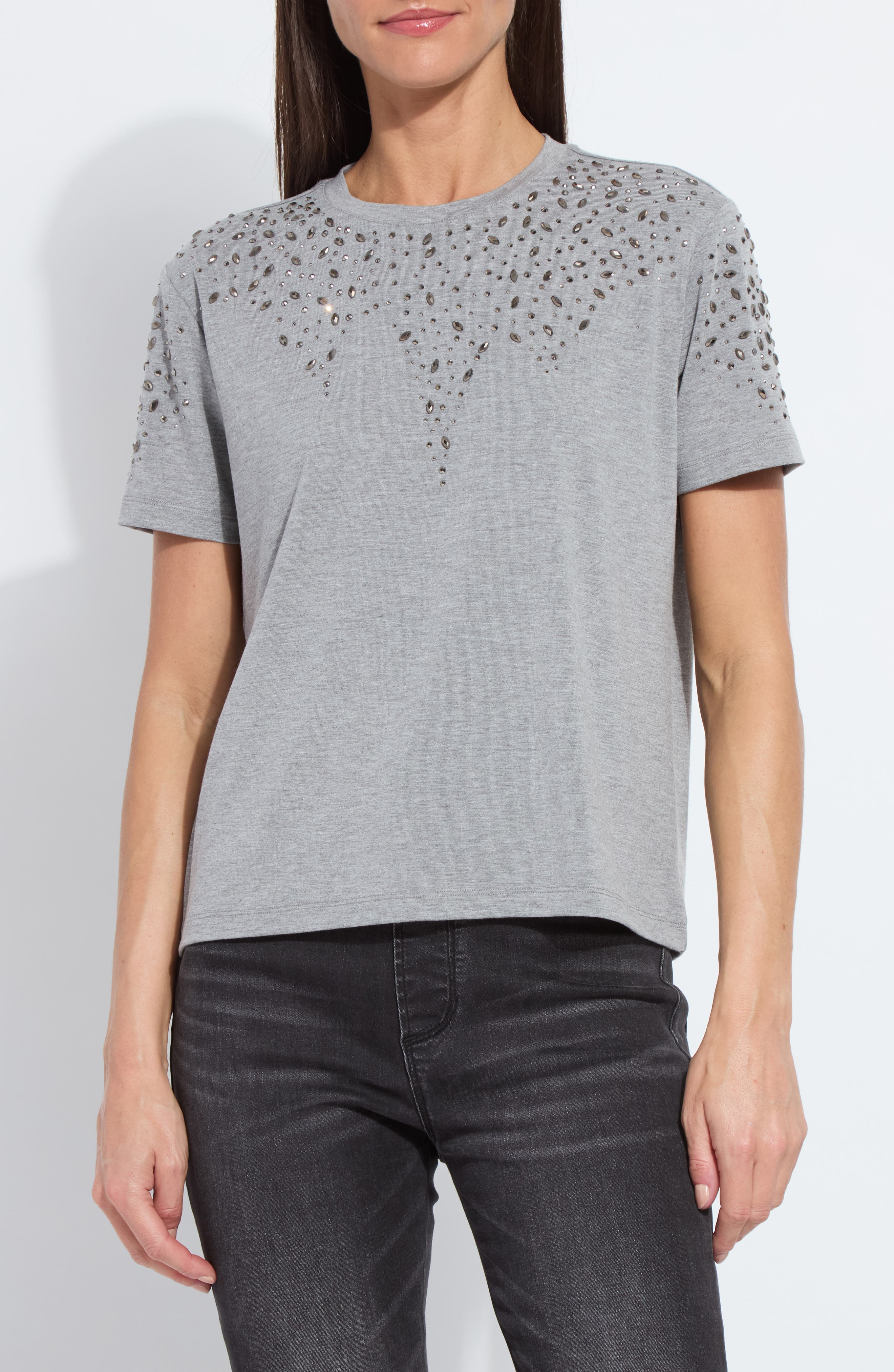 Malva Rhinestone Embellished Short Sleeve Top