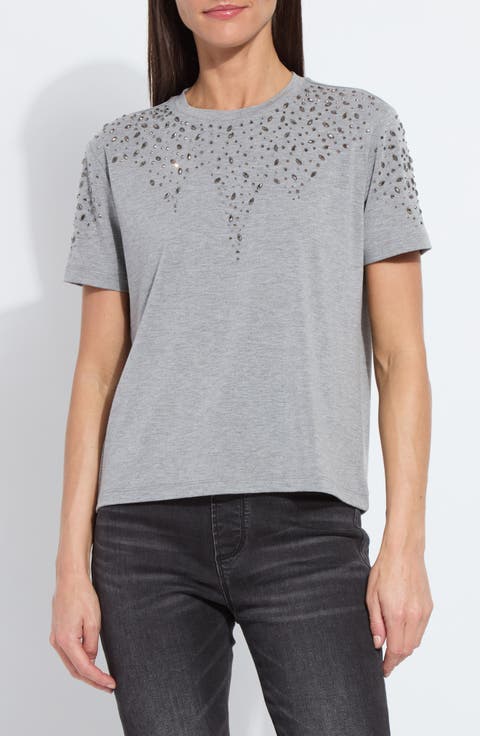 Malva Rhinestone Embellished Short Sleeve Shirt